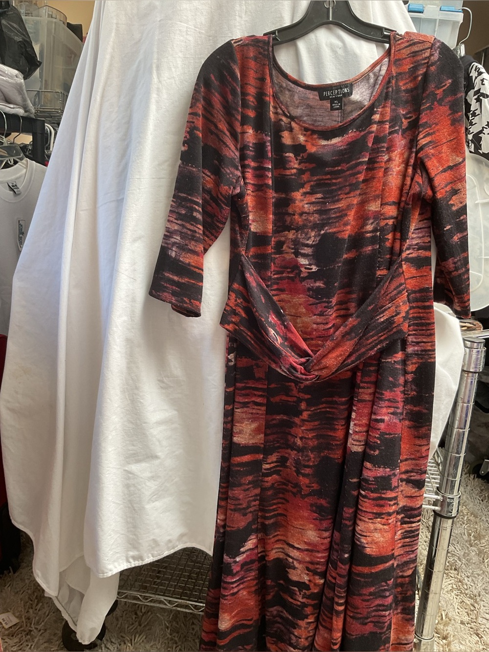 Perceptions Red & Black Knot-Front Maxi Dress